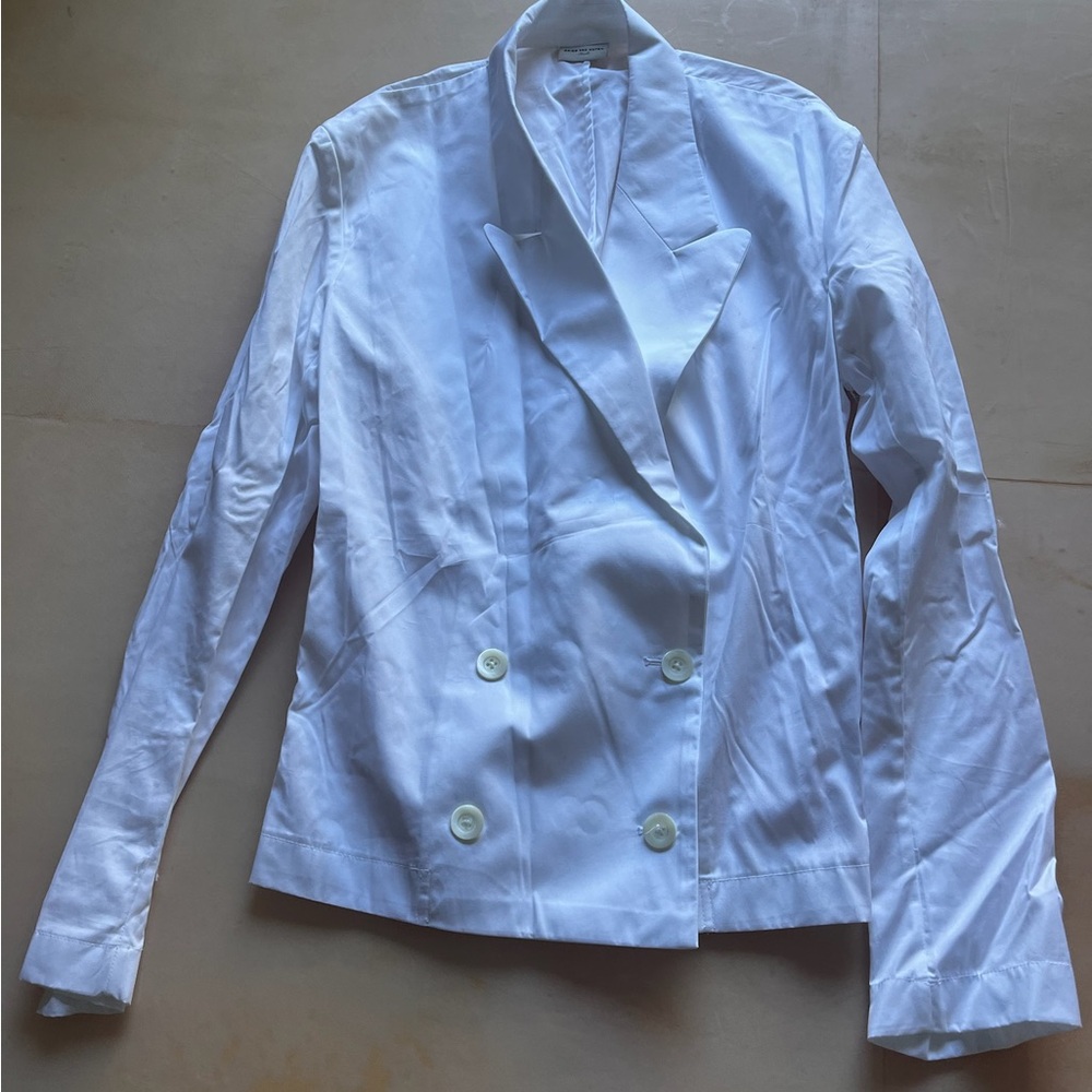 Dries Van Noten White Double-Breasted Blazer